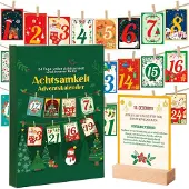 HOWAF Achtsamkeits Adventskalender 2026 mit 24 Übungen, Holzklammern, Schnur, Tisch- & Wanddeko