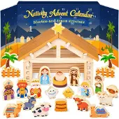 RONSTONE Holz Krippe Adventskalender 2026 24 Days Weihnachtskrippe Kinder