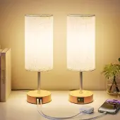UPXNBOR Nachttischlampe Touch 2er Set, Tischlampe Dimmbar mit Ladefunktion