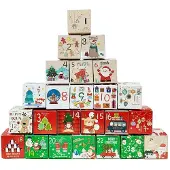 Dahi Adventskalender zum Befüllen 24 Schachteln Weihnachtsmotive 7x7x7 cm