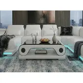 AEA Couchtisch Schwarz Modern Wohnzimmer Glasplatte Design Möbel Tisch *