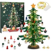 LIHAO Adventskalender 2026 mit Mini Holz-Weihnachtsbaum und Lichterkette