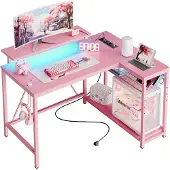 Dripio L-förmiger Computertisch mit RGB-Licht, 106 cm, rosa