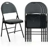 Dripio Klappstühle 4er-Set, Metallgestell, gepolstert, 120 kg, Schwarz