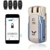 Dioche Elektronische Türschloss, schlüssellose intelligentes Schloss Fernbedienungssteuerung Wireless unsichtbarer Touch & Unlock (Gold)