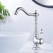 AIMOYO Waschtischarmatur Retro Einhebelmischer 360° Chrom Messing G3/8
