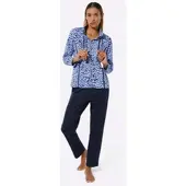 Hajo Hausanzug "Hausanzug Hausanzug aus Klimafaser", Damen, Gr. 26/27, blau (marine, eisblau, bedruckt), Modisch, Homewear-Sets Hausanzug