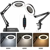 Calissimo Kosmetik Lupenlampe LED Tischlampe für Wimpernverlängerung mit Tischklemme Schwarz