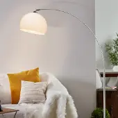 Lightbox Große Bogenstehlampe | Ø 30 cm, 166 cm | Chrom und Weiß | E27