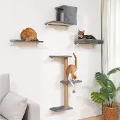 Dripio Katzen-Wandplanken Set 4-in-1, Holz, Beige, für 41 cm Gipskarton