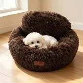 Dripio Plüsch-Hundebett mit hohem Rand, 50 cm, Kaffeebraun