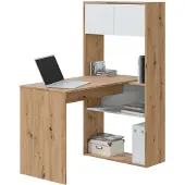 Dripio Wendbarer Tisch, 3 Positionen, Schreibtisch, Bücherregal, Eiche Nodi/Weiß