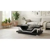 AEA Exklusiver Couchtisch Orange Kunstleder Holz Schwarz Modern Wohnzimmer