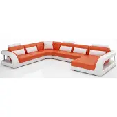 AEA Moderne Wohnlandschaft Orange Weiß mit Couchtisch und Luxus Lounge Design