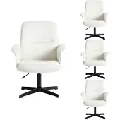 Dripio 4er-Set Bürostühle, drehbar, höhenverstellbar, Bouclé, Weiß