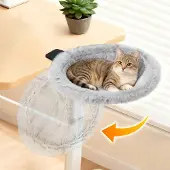 Dripio Katzen-Schreibtischbett, Ein-Klick-faltbare Hängematte, Grau, 19x16x6 Zoll