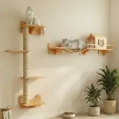 Dripio Katzenkletterwand-Set mit Haus, Leiter, Kratzbäumen und Stufen
