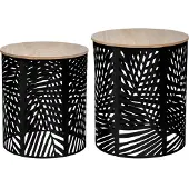 Atmosphera Créateur d'intérieur Korbtisch Kumi Metall MDF-Platte grau braun 30,5 cm x 38 cm
