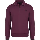 Fred perry für Herren. M2426 Sweatshirt mit Kragen und Reißverschluss zur Hälfte in Weinrot (XL), Lässig, Kastanienbraun, Baumwolle