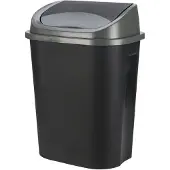 Excellent houseware Kunststoff Abfalleimer 50 Liter grau schwarz mit Deckel