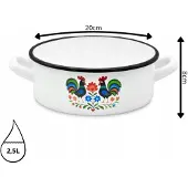 Tragar Emaille-Topf 20cm Folk Weiß 2,5L mit Griffen