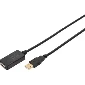 Digitus Aktives USB 2.0 Verlängerungskabel, 5m, 5 m, USB A, USB A, USB 2.0, Stecker/Buchse, Schwarz