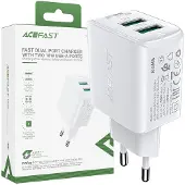 Acefast Power Ladegerät 2X Usb 18W Qc 3.0, Afc, Fcp Weiss (A33 Weiss)