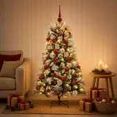 Syfax Künstlicher Weihnachtsbaum mit klappbaren Zweigen und Kugeln