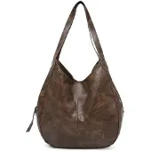 Merkloos Damenhandtasche aus weichem Kunstleder im Retro-Stil