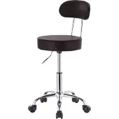 Zaltino Ergonomischer Hocker – mit Rückenlehne – schwarzes Leder – verstellbar und mit Rollen