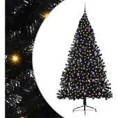 vidaXL Künstlicher vorbeleuchteter Weihnachtsbaum Schwarz 240 cm PVC