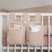 LILIMAUS Betttasche Sanftrosa mit Goldapplikation - Bett-Organizer für Kinderbett