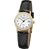 Regent Damenuhr F-829 Quarz-Uhr mit Leder-Armband schwarz D3URF829