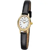 Regent Damenuhr F-977 Quarz-Uhr mit Leder-Armband schwarz D3URF977