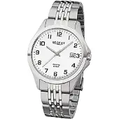 Regent Herrenuhr F-916 Quarz-Uhr mit Stahl-Armband silber grau D3URF916