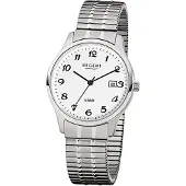 Regent Herrenuhr F-875 Quarz-Uhr mit Stahl-Armband silber D3URF875