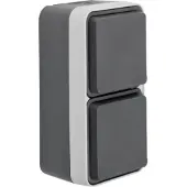 Hager WNC174 Steckdose SCHUKO AP 2fach senkrecht m. erh. B.schutz, Klappdeckel, W.1 IP55,grau