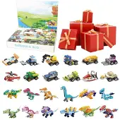 Ranjima Adventskalender 2026 mit 24 Überraschungen Auto Dinosaurier Mini Bausteine