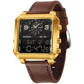 SANDA IA-41919 Herrenuhr mit analoger und digitaler Anzeige, Braun und Gold KP41919