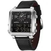 SANDA IA-41920 Herrenuhr mit analoger und digitaler Anzeige, Schwarz/Silber KP41920