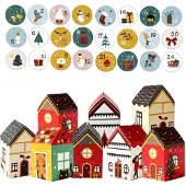 OCreon Adventskalender zum Befüllen – 24 Adventskalenderboxen – Schönes Geschenksäckchen – Weihnachtsmotive