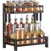 LTPRTZ Kräutereinlegevorrichtung – Küchenorganizer – Küchenaufbewahrung – 2 Ebenen – 32x20x40 cm – Schwarz