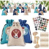 Generisch Adventskalender – Set mit 24 Teilen – Weihnachtsgeschenkbeutel – Weihnachtskalender – Selbst gestaltbare Beutel – Adventskalender zum Befüllen