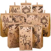 Generisch Adventskalender zum Befüllen für Kinder – Set mit 24 – 2026 Adventskalender-Geschenktüten