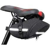 Markenlos Satteltasche Fahrrad Bikepacking 1,8 Liter wasserdicht reflektierend schwarz