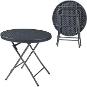Merkloos Faltbarer Gartentisch, Ø 80 x 74 cm, mit Rattan-Optik
