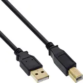 InLine USB 2.0 Kabel, A an B, schwarz, Kontakte gold, 3m, 3 m, USB A, USB B, Männlich/Männlich, 0,48 Gbit/s, Schwarz