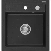Mexen Vito 1-Becken-Granit-Spüle 520 x 490 mm, Schwarz/Silbermetallic - 6503521000-73
