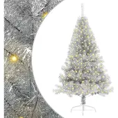 vidaXL Künstlicher vorbeleuchteter Weihnachtsbaum Silber 180 cm PET