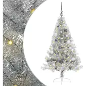 vidaXL Künstlicher vorbeleuchteter Weihnachtsbaum Silber 150 cm PET